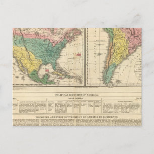 European Discovery of America Atlas Karta Vykort