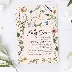 European Garden Dusky Rosa Boho Baby Shower Inbjudningar