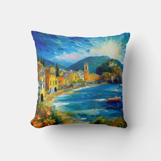 European Italienska Kusten Mediterranean Sea Art Kudde (Framsida)