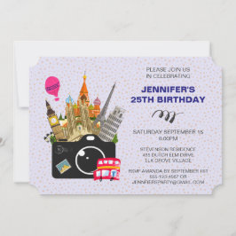 European Landmarks Taste of Europe Birthday Inbjudningar