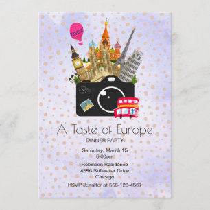 European Landmarks Taste of Europe Party Inbjudningar