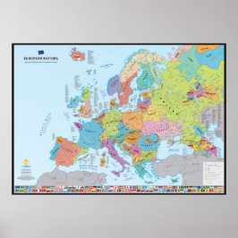 "European Nations" Carte des nations (en anglais) Poster
