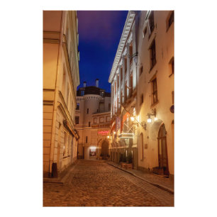 European Old Town Streets på natten Fototryck