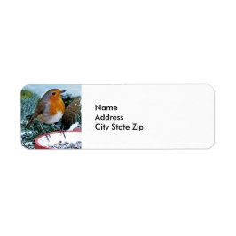 European Robin Feeder Photo Returadress Etikett