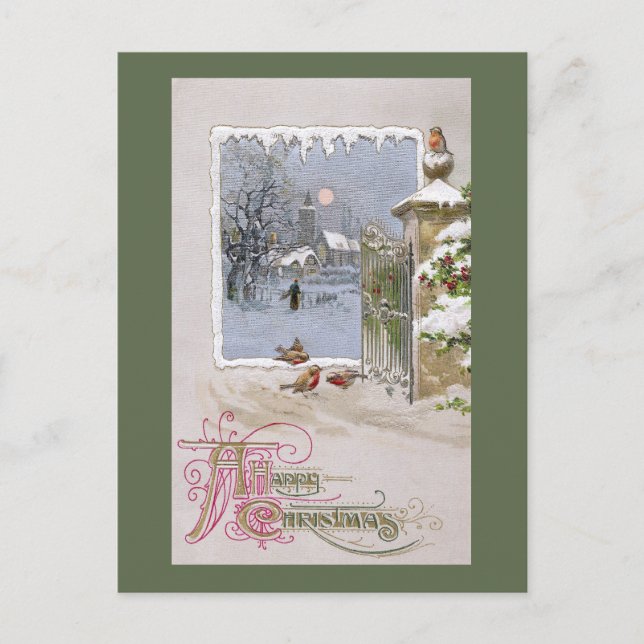 European Robins vid Grind till Village Vykort (Framsida)