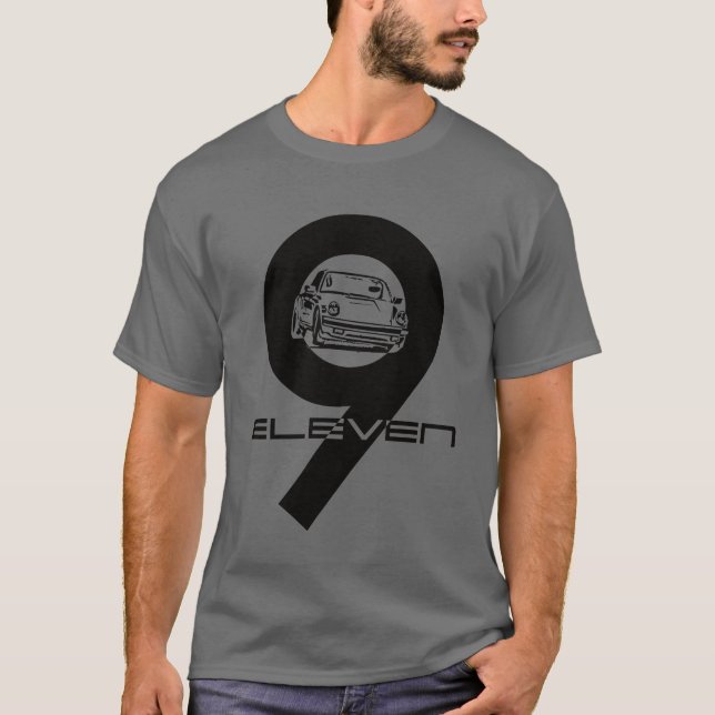 European Sports Car Action Nine Eleven Design retr T Shirt (Framsida)