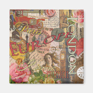 European Travel Print Art London Rom Paris Magnet