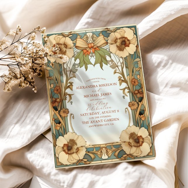 European Victorian Blommigt Art nouveau Bröllop Inbjudningar (Skapare uppladdad)