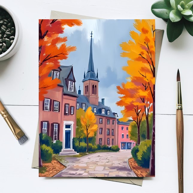 European Village Street Watercolor Travel Card (Skapare uppladdad)