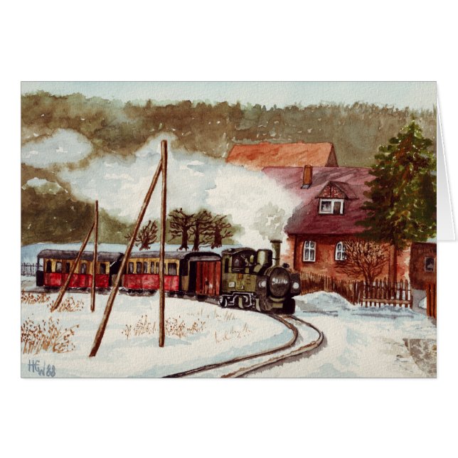 Européångatåg Hälsningskort (Framsidan Horizontal)