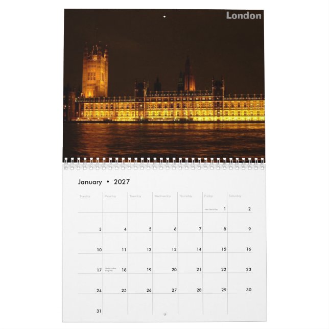 Européhuvudstäder Kalender (Jan 2027)