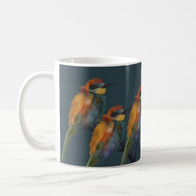 Europeisk biföda på mörk teal kaffemugg (Vänster)