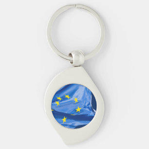 Europeisk flagga swirl silverfärgad nyckelring