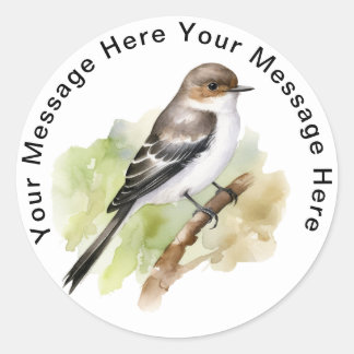 Europeisk Flycatcher Runt Klistermärke