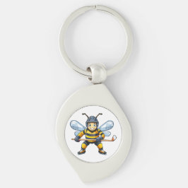 Europeisk honungsbin (Apis mellifera) Swirl Silverfärgad Nyckelring