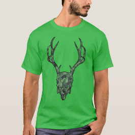 Europeisk monterad Jackalope skalle grön kamouflag T Shirt