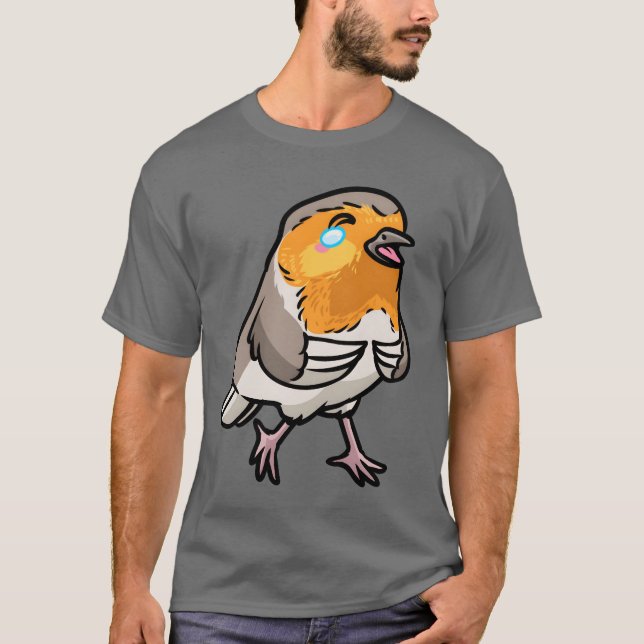 Europeisk Robin Bird Kawaii Emoticon retro T Shirt (Framsida)