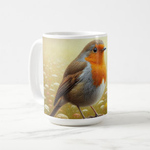 Europeisk Robin Perched på Rustic Fence Kaffemugg