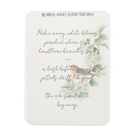 Europeisk Rödhake & Hagtorn – Redigerbar Botanisk  Magnet