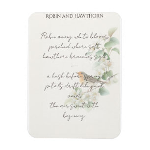 Europeisk Rödhake & Hagtorn – Redigerbar Botanisk Magnet