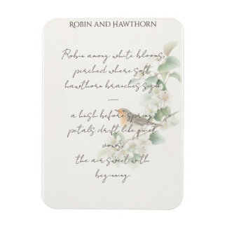 Europeisk Rödhake & Hagtorn – Redigerbar Botanisk  Magnet