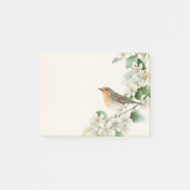 Europeisk Rödhake & Hagtorn – Redigerbar Botanisk Post-it Block