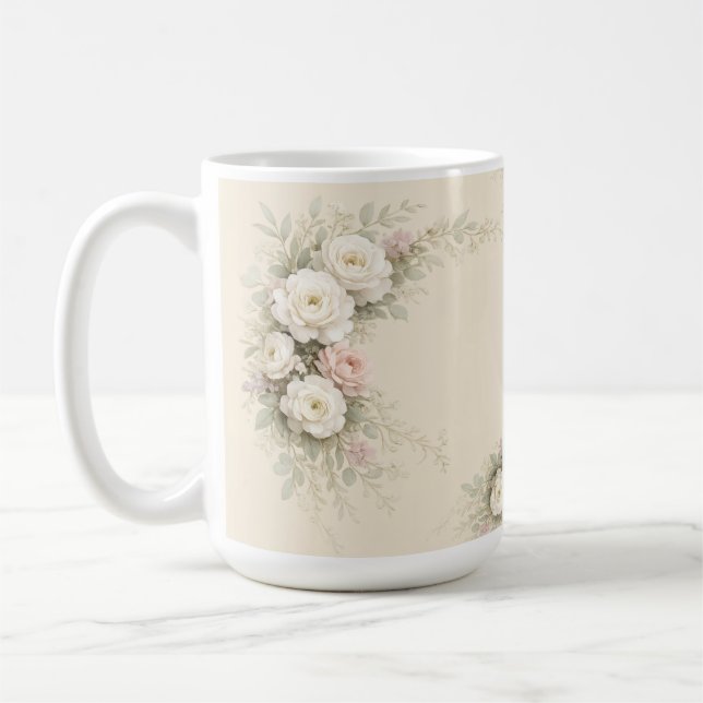 Europeisk trädgårdsblomma konstverk kaffemugg (Vänster)