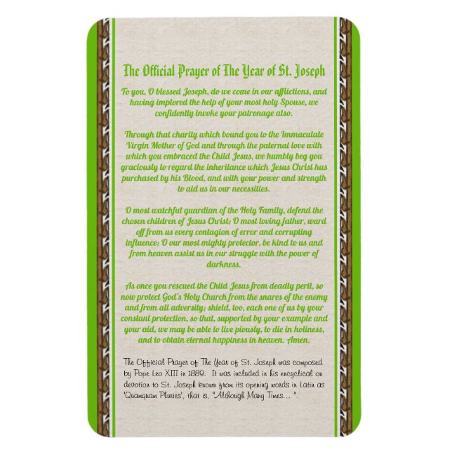 Europeiska året för St. Joseph (M 036) - Prayer 1 Magnet (Vertikal)
