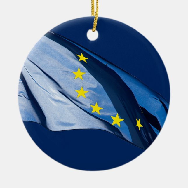 Europeiska flagga julgransprydnad keramik (Framsidan)