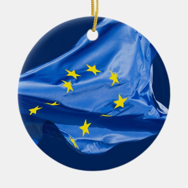 Europeiska flagga julgransprydnad keramik (Framsidan)