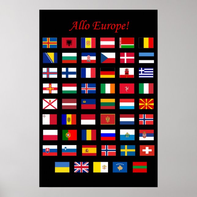 Europeiska Land Flaggor poster (Framsidan)