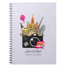 Europeiska landmärken med kameraresa Journal Anteckningsbok