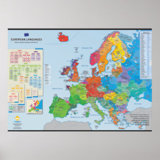 "Europeiska språk": Carte des Language d'Europe Poster