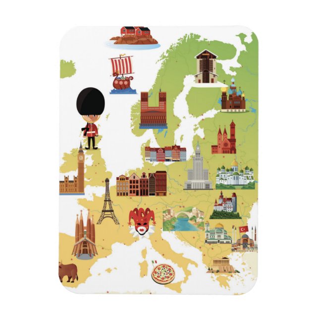 Europeiska Tecknaden Karta Magnet (Vertikal)