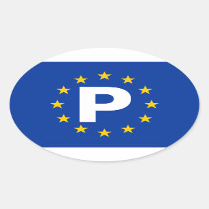 Europeiska union för FYRA Portugal "P" Ovalt Klistermärke