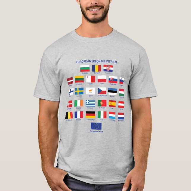 Europeiska unionen Flaggor EU Land T-Shirt (Framsida)