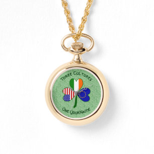 Europeiska unionen Irland USA Shamrock Flagga Pers Armbandsur