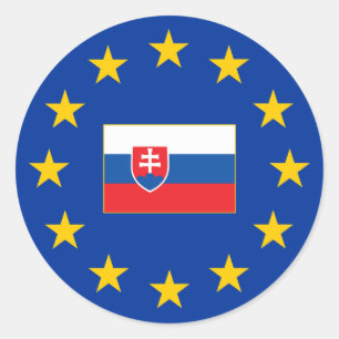 Europeiska unionen - Slovakien Round Sticker Runt Klistermärke