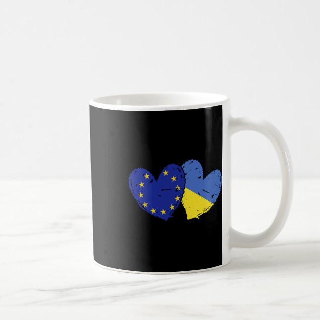 Europeiska unionen Ukraina Hjärtflaggor Eu Ukrains Kaffemugg (Höger)