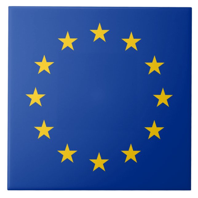 Europeiska unionens Flagga (EU) (Europa) Kakelplatta (Framsidan)