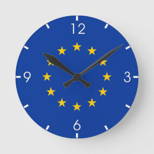 Europeiska unionens Flagga (EU) (Europa) Rund Klocka