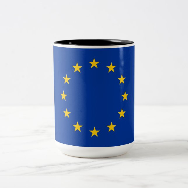Europeiska unionens flagga (EU) (Europa) Två-Tonad Mugg (Center)