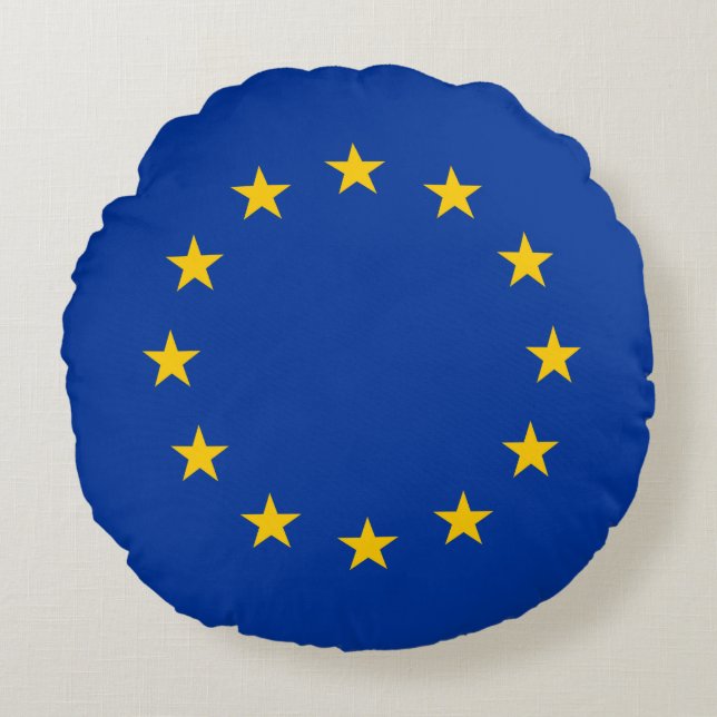 Europeiska unionens flagga rund kudde (Framsidan)