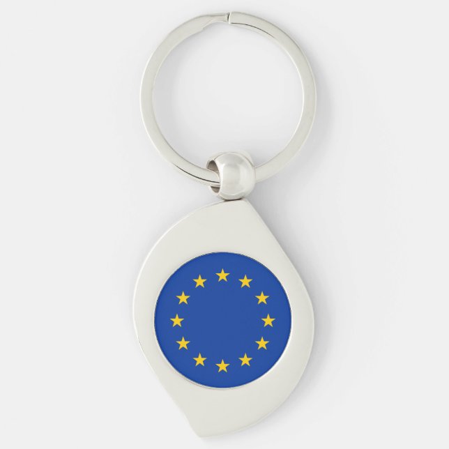 Europeiska unionens flagga swirl silverfärgad nyckelring (Framsidan)