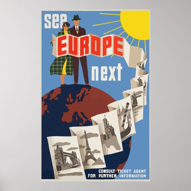 Europeiska Vintage resor Poster (Framsidan)