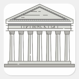 Europeiskt gammalt romanpanteon temple WorldLandma Fyrkantigt Klistermärke