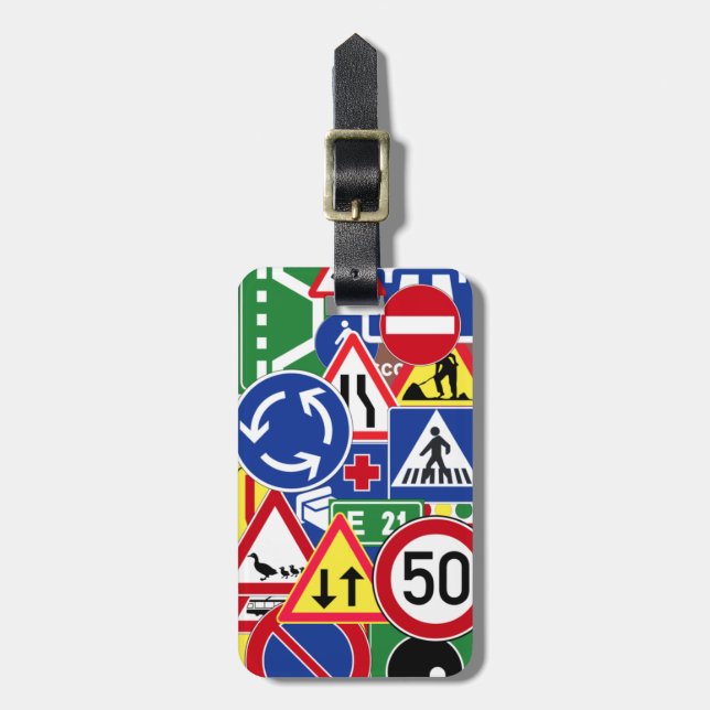 Europén trafikerar teckenCollage Bagagebricka (Vertikal Framsida)