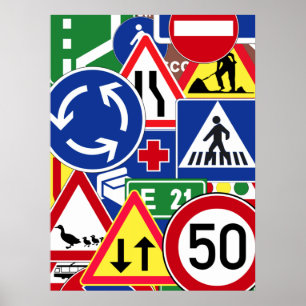 Europén trafikerar teckenCollage Poster