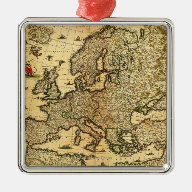 EuropePanoramic MapEurope Julgransprydnad Metall (Framsidan)