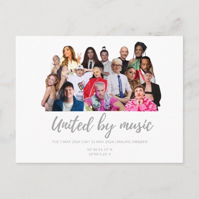 Eurovision Songcontest 2024 Malmo Sweden Singing Vykort (Framsida)